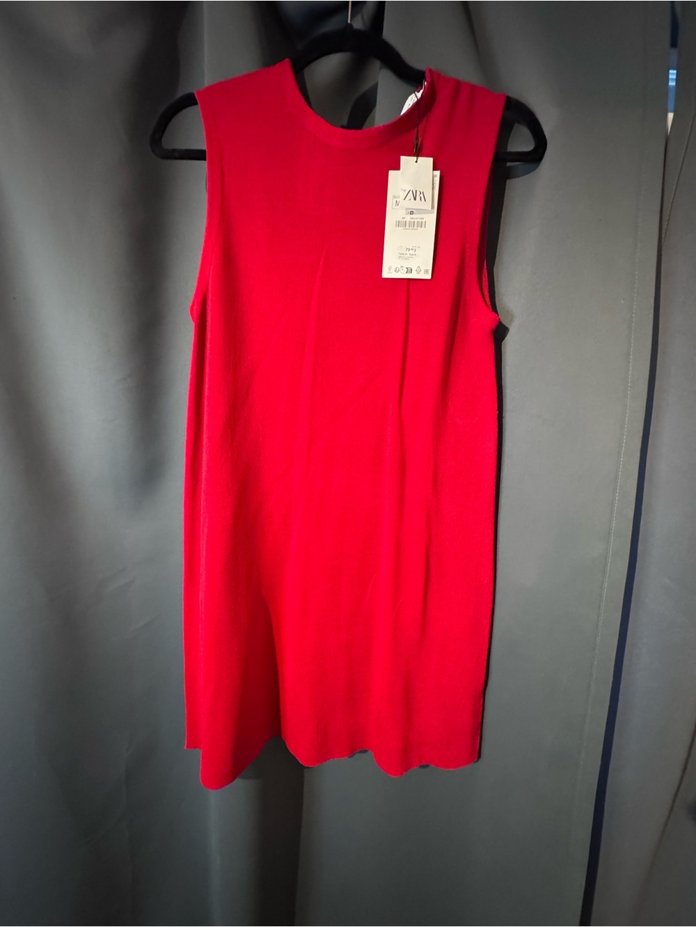 Zara Bright Red Sleeveless Shift Dress